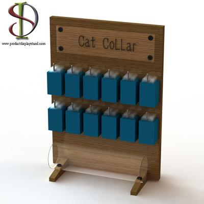 Holz 30cm x 20cm x 41cm Verkaufsstelle-Ausstellungsstand Cat Collar With Hooks